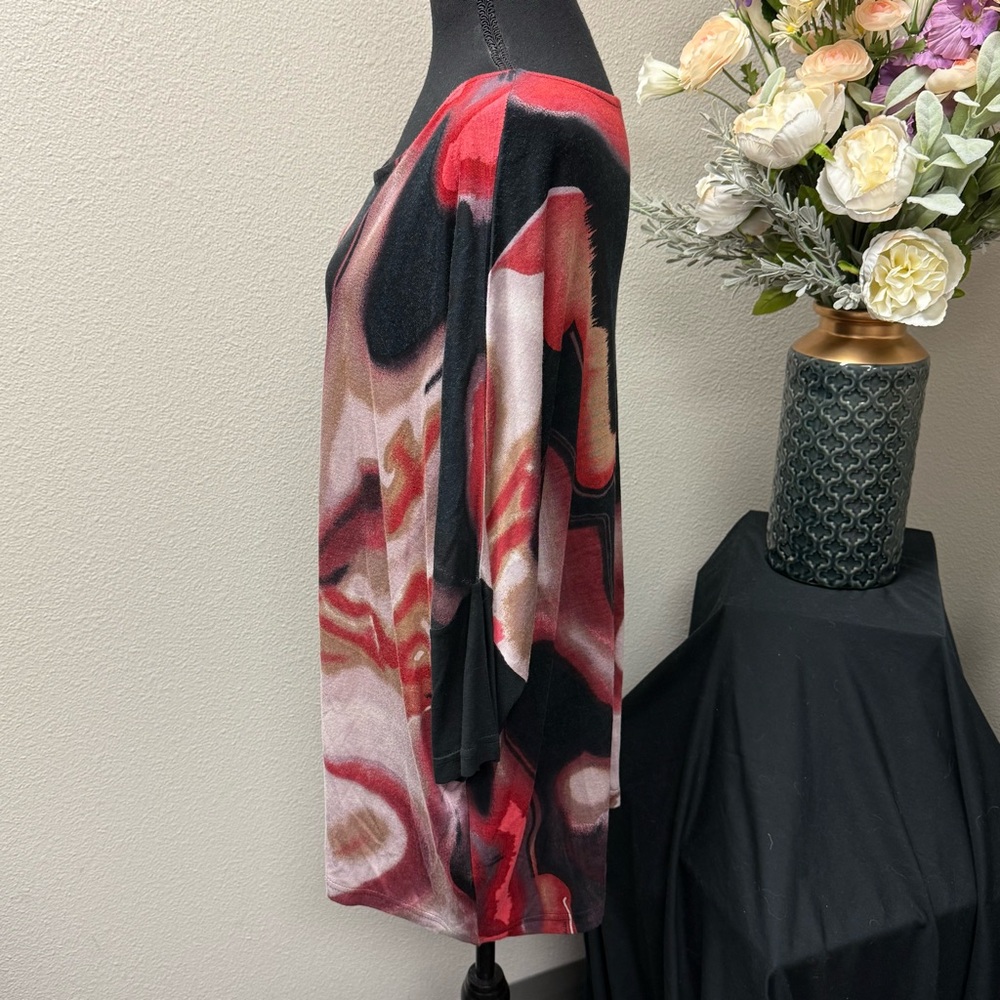 Parsley & Sage Abstract Art Tunic Top L – Boho Chic Fall Winter Statement - Picture 2 of 7